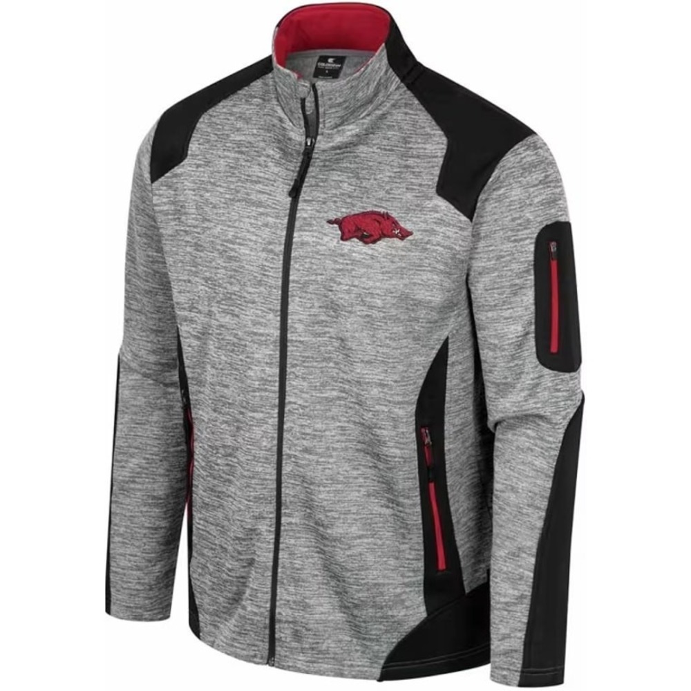 Colosseum Arkansas Razorbacks Jacket Mens Medium Gray Silberman‎ Colorblock